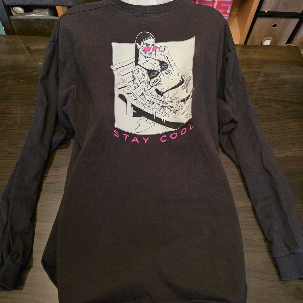 Chomp Black Long Sleeve Graphic Tee Stay Cool Size Xl